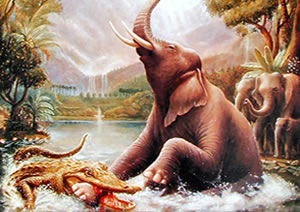 Gajendra (The Bhakt Elephant) and Grah (Crocodile)